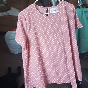 Pink and white polka dot tee